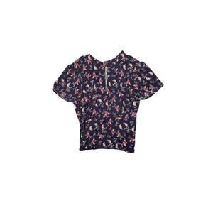 abercrombie key hole floral top with tie neck